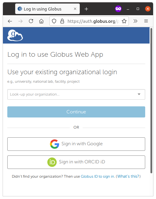 Globus web app login